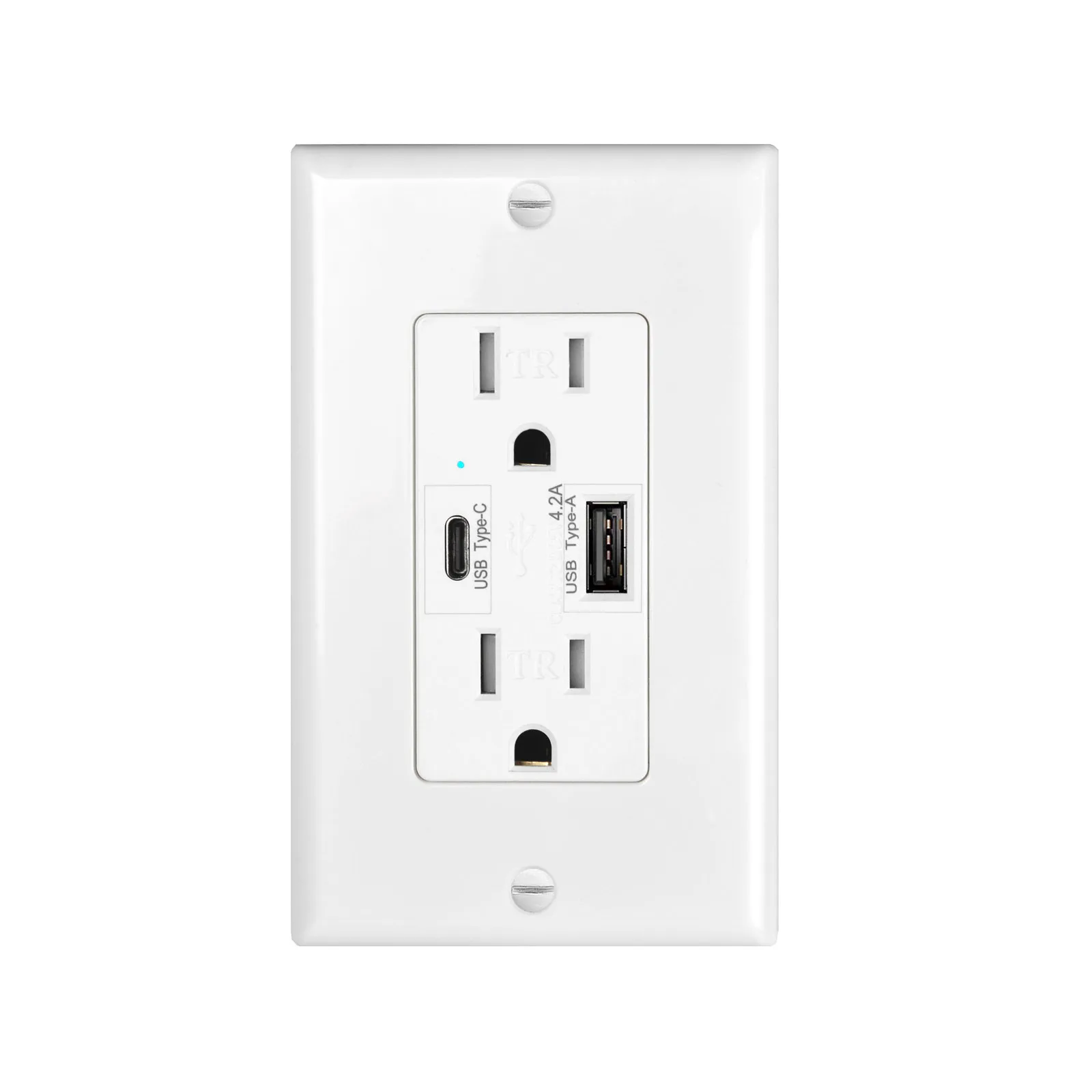 Smart WiFi USB Wall Outlet with Type-C & Type-A Ports, in-Wall Plug Socket  Receptacle 15A