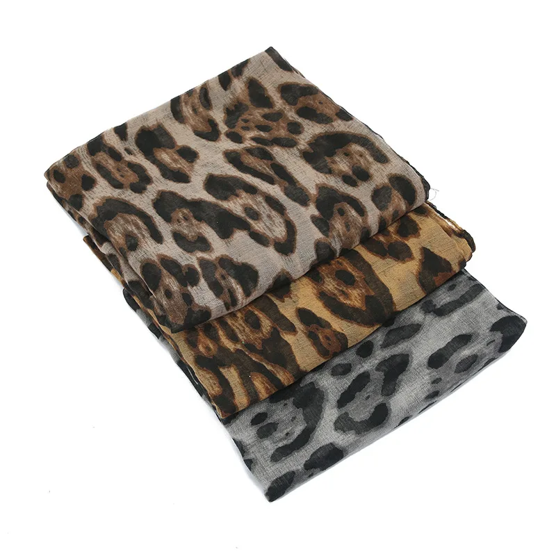 Printed scarf Sunscreen Voile Thin Women Scarf Summer Girls Leopard Print Scarves Soft Lady Foulard Viscose Female Wrap Shawls