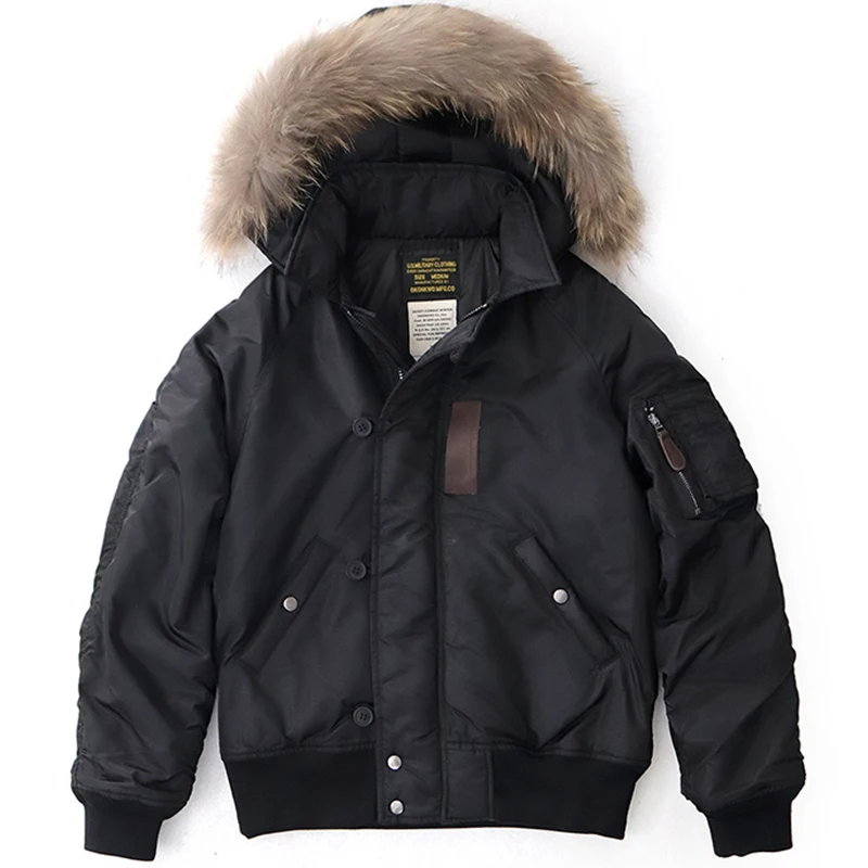 Amekaji Vintage N-2B Flight Jacket Men Winter New Multi-pocket Hooded Jacket Retro Casual Detachable Hood Zipper Cardigan Coat 6