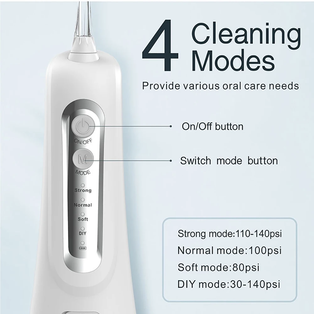 Powerful Irrigator Dental Water Flosser Jet Pick 4 Modes DIY 30-140psi Mouth Washing Machine Shower Floss for Teeth Toothpick