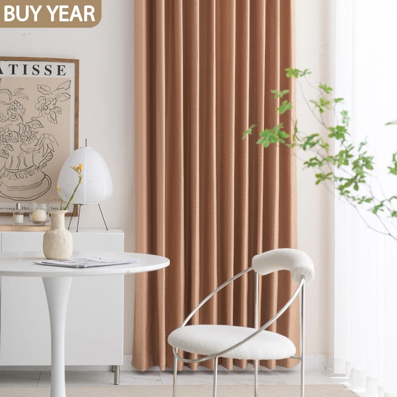 

2024 New Japanese Curtains for Living Dining Room Bedroom Candy Color Cotton Linen Curtains French Window Custom