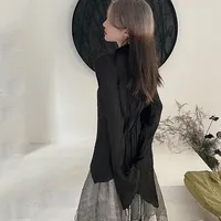 Karrram – chemise noire gothique, Style Yamamoto foncé, chemisier esthétique pour femmes, vêtements de styliste irréguliers, Emo Alt, Grunge Tops Y2k 6
