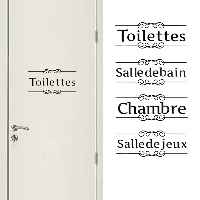 Porte Salle de bain et Toilettes Wall Sticker French Bathroom Toilet Door  Wallpaper Mural Decals Vinyl Wall Sticker Home Decor