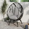 Outdoor Egg Chair Wicker Oversized Egg Basket Chair with Stand Lounger Chairs with Cushion Capacity for Patio Garden Backyard 1