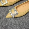 2023 Spring and Autumn New Fashion Shallow Mouth Rhinestone Square Buckle Pointed Versatile Women's Flat Bottom Casual Shoes 5