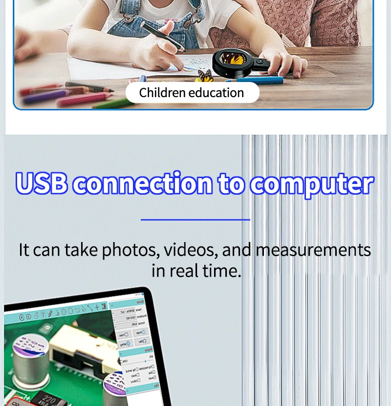 Digital microscope, handheld high-definition electronic magnifying glass for ide