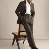2023 New Men Suits 2 Pieces Slim Fit Casual Business Formal Brown Notch Lapel Tuxedos for Wedding Groomsmen (Blazer+Pants) 3