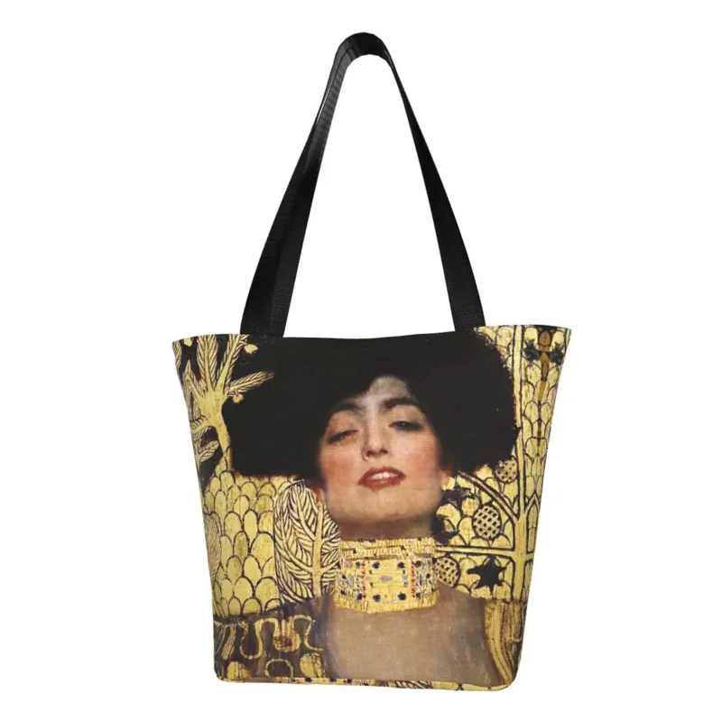 

Fashion Print Judith And The Of Holofernes Tote Shopping Bags Durable Canvas Shopper Shoulder Gustav Klimt Painting Handbag