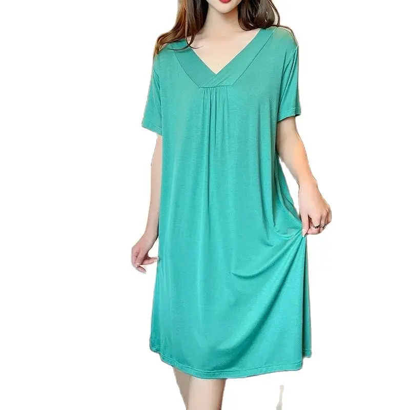 

Женская элегантная мягкая летняя ночная рубашка с V-образным вырезом Пижама женская тонкая свободная Ночная рубашка Одежда для беременных женщин домашняя одежда