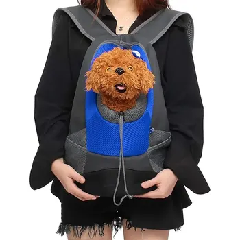 반려동물 캐리어 배낭, 야외 여행 핸드백, 통기성 조절 가능한 강아지 가방, 헤드 아웃 더블 숄더 메쉬, 애완 동물 개 고양이 배낭
