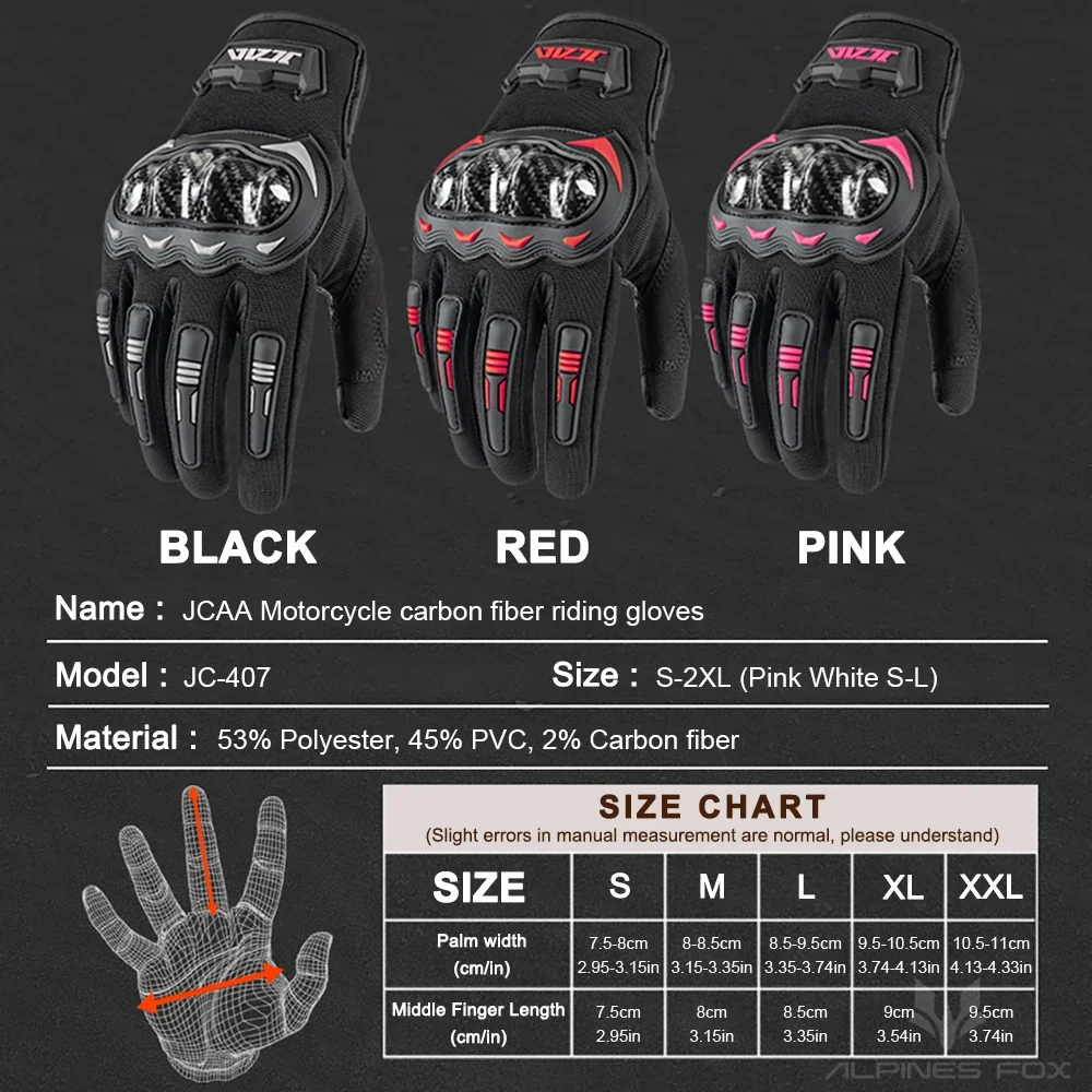 Men's Summer Touch Screen Motorcycle Gloves with Carbon Fiber Protection