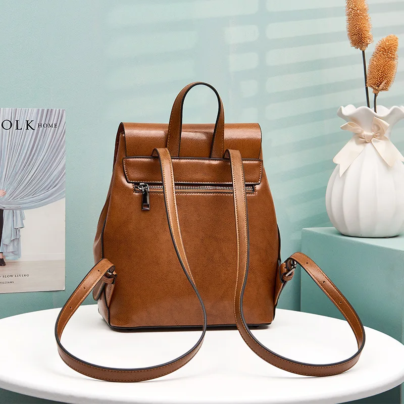 Genuine Leather Women Backpack Large Capacity Fashion Girls Back to School Bag High Quality Cowhide Female Laptop Backpacks 4