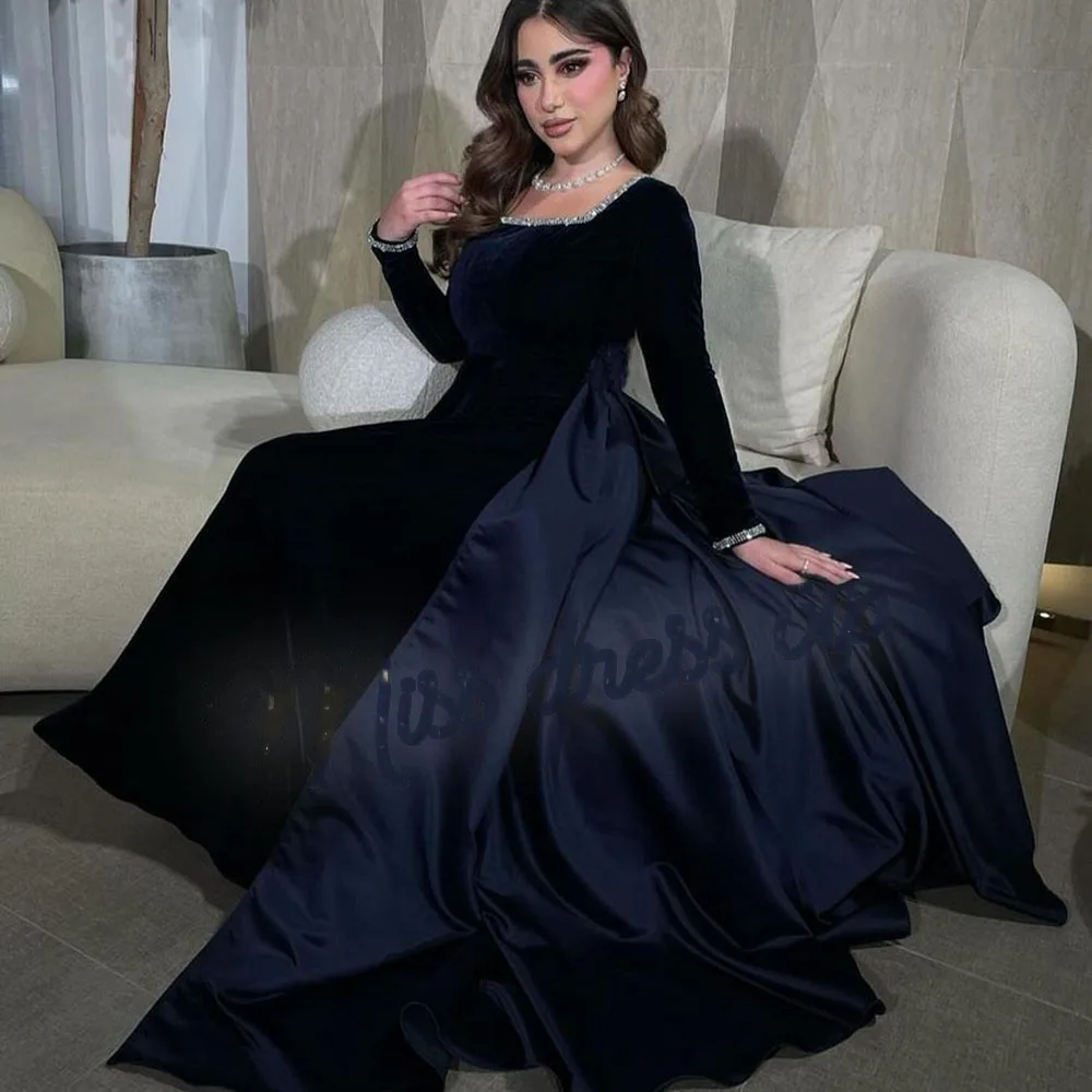 

Msikoods Black Mermaid Elastic Satin Evening Dresses Party Wedding Banquet V Neck Flower Formal Occasion Dresses 2023