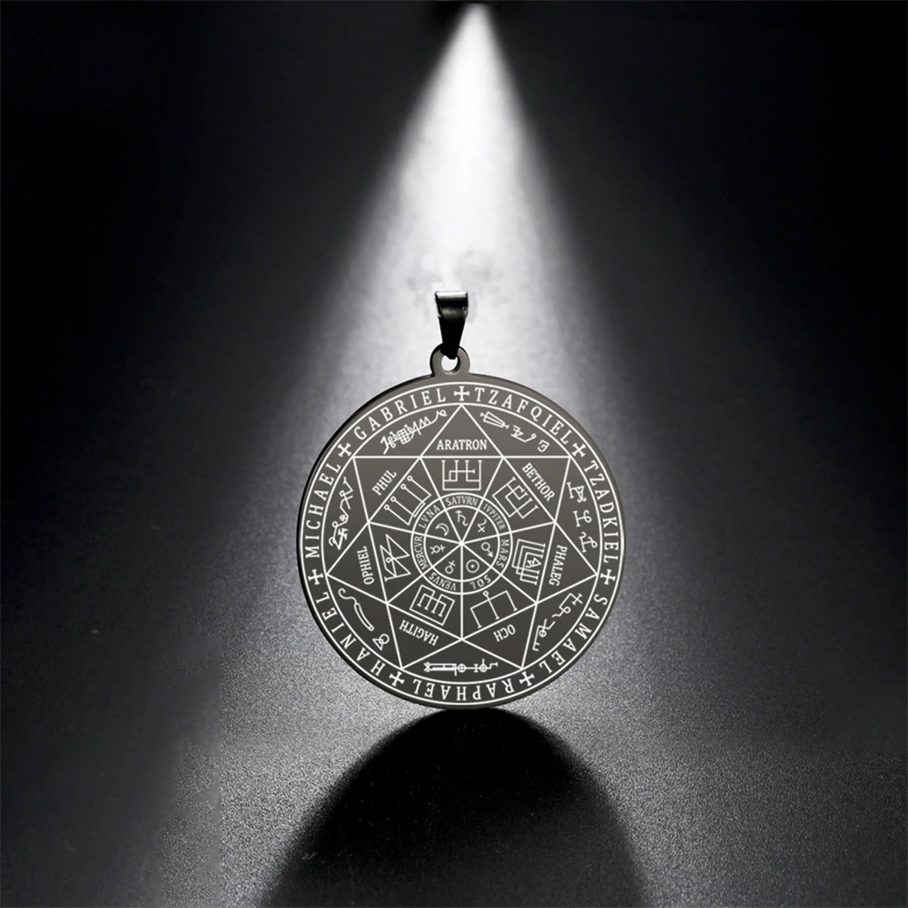 Stainless Steel Seven Archangels Sigil Charms - Vintage Amulet Jewelry Accessories for DIY Necklaces and Keychains
