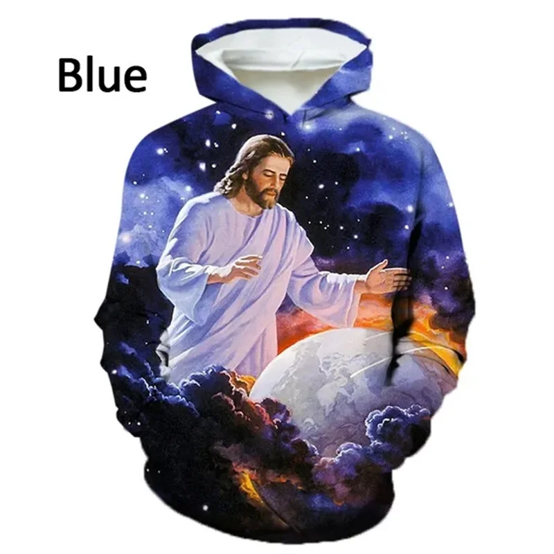 thumbnail image 1 of Sudadera con capucha y sudaderas con estampado 3D de la cruz de la fe cristiana para hombres y mujeres, sudadera informal con capucha y gráfico de Dios Jesús, 1 of 4