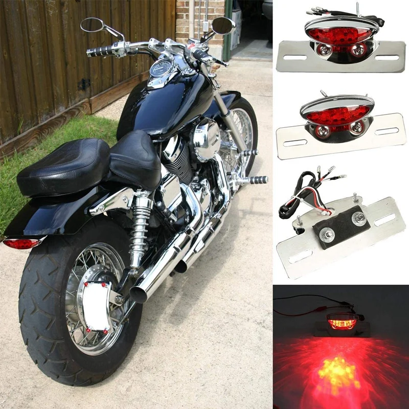 

Motorcycle Tail Light Integrated Tail Light With License Plate Holder Bracket For Bobber Chopper Cruiser Street Bike