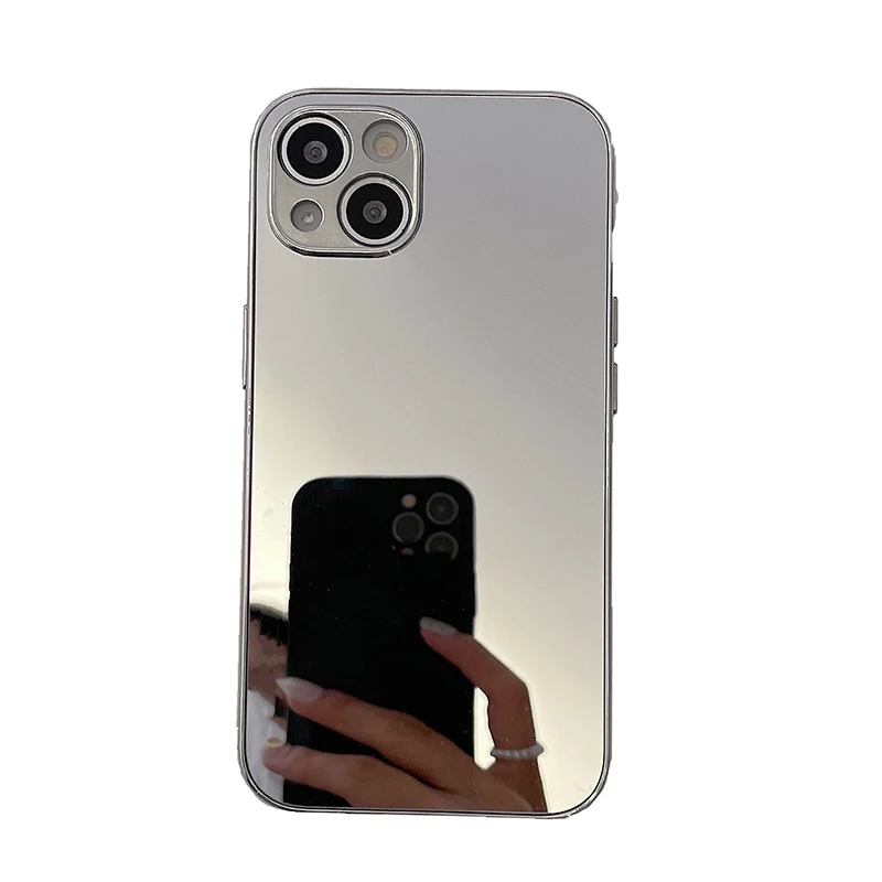 thumbnail image 1 of Qianliyao - Funda a prueba de golpes con espejo plateado y dorado para iPhone 16, 15, 14, 13, 12, 11 Pro Max, X, XR, XS, carcasa trasera rígida galvanizada, 1 of 5