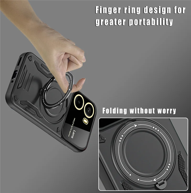 Luxury Armor Rugged Magnetic Holder Case with Lens Protection Cover