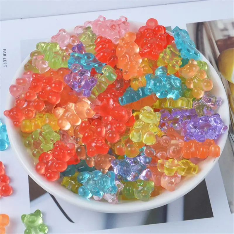 12pcs Mini Bear Beads Assorted Color Lovely Filler for slime Clay DIY Craft Plasticine Clay Accessories Kids Party Favor clay charm toys