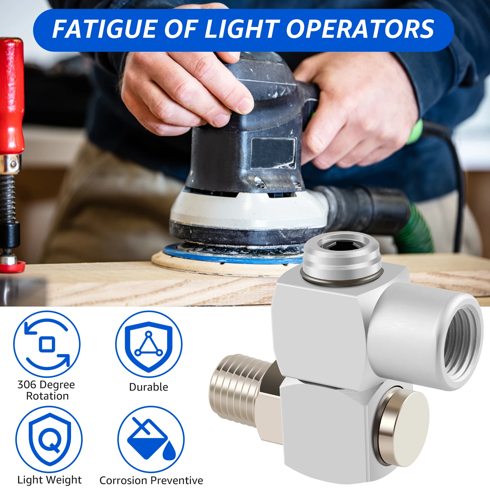 Garosa 4-Piece 1/4 Inch Air Tool Swivel Fittings - 360 Degree Rotating Pneumatic Connectors