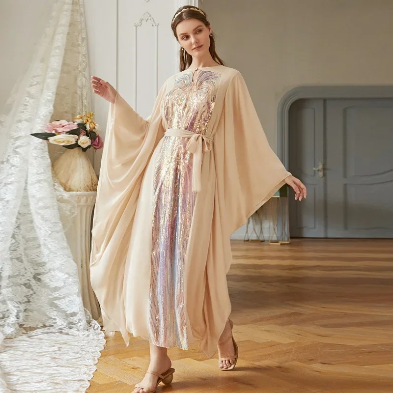 2025 New Abayas Women Dubai Turkey Eid Ramadan Abaya Femme Chiffon Abayat Gulf Muslim Fashion Dress Islamic Clothing Formal Robe 1