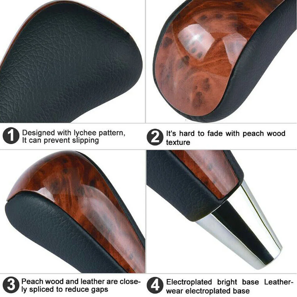 

Aftermarket Replacements Car Interior Accessories Gear Shift Knob Shifter 1pc Black Clip-On For Toyota PU Leather