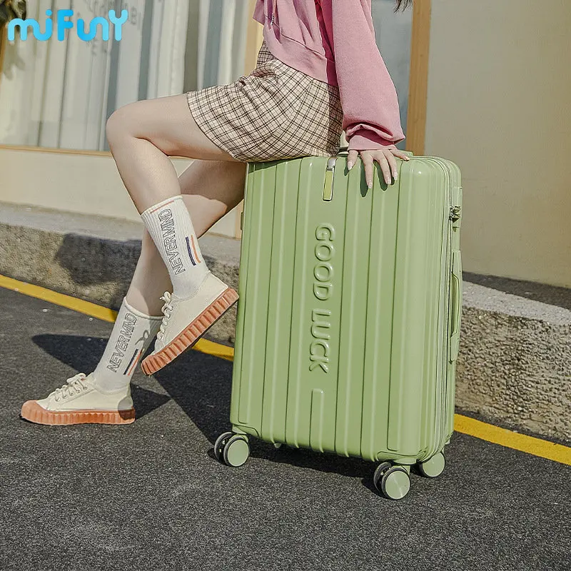 

MiFuny Rolling Luggage Carry on Luggage with Wheels Front Hook Password Travel Suitcases Boarding Business Spinner Wheel Trolley