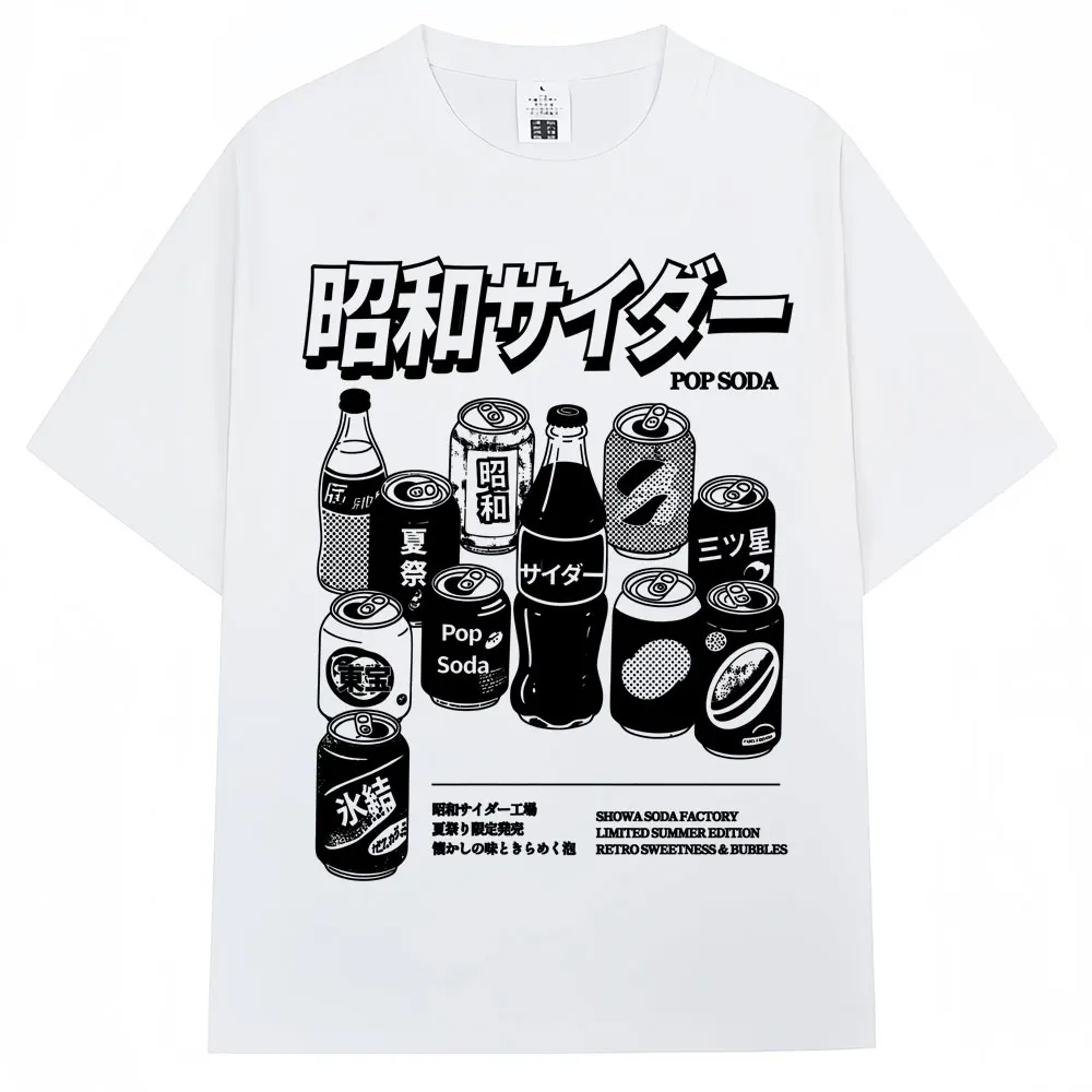 Retro Japanese Soda Aesthetic Oversized T-Shirt - 90s Anime Harajuku Style in Premium Cotton