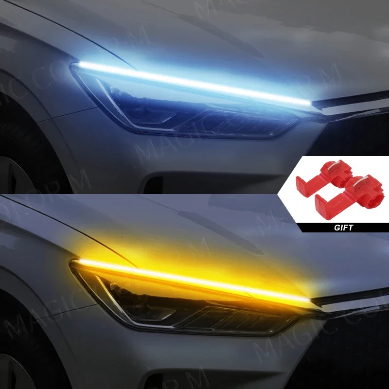 ตัวเลือกสินค้า LED ไฟวิ่งกลางวัน ไฟเลี้ยว ไฟหน้า กันน้ำ 30/45/60 ซม. สีขาว แดง เหลือง ฟ้า 2 ชิ้น