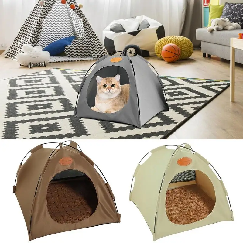 

Pet Tent Bed Cats House Supplies Products Accessories Warm Cushions Furniture Sofa Basket Beds Winter Clamshell Kitten Tents Cat