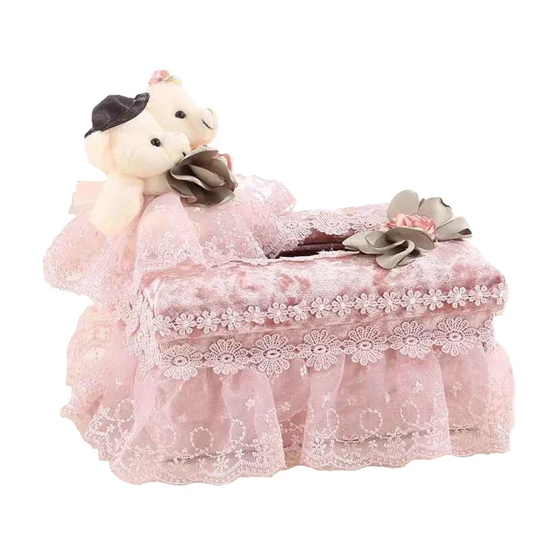 Lace Cloth Tissue Boxes Pink Originality Paper Drawer Box A Living Room Restaurant Kitchen Desktop Toilet Paper Storage Box 6