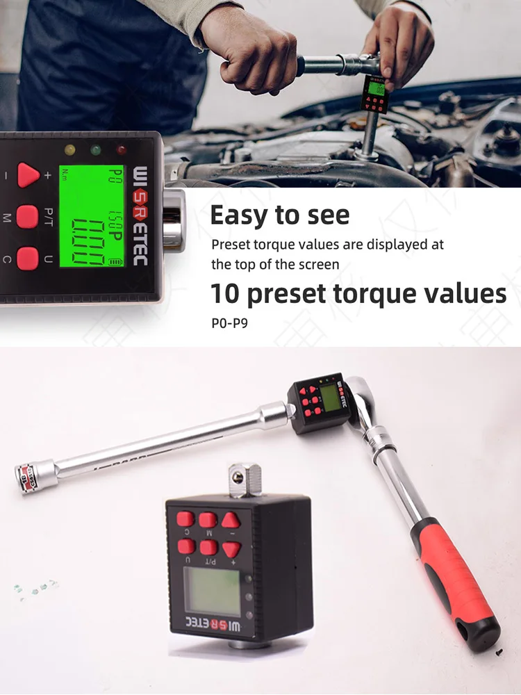 Digital Torque Meter 0.1-340 N.m Adjustable Torque Wrench Adapter Repair Tools
