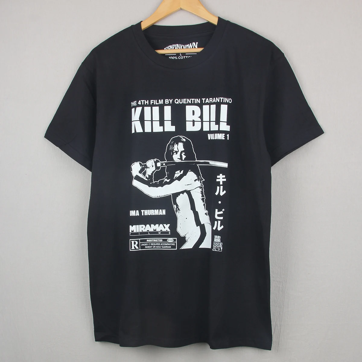 Фото Футболка KILL BILL, VOL1, Квентин, Тарантино, Uma, Турман, леди, снежинки, фильм, хлопковая, черная футболка №1