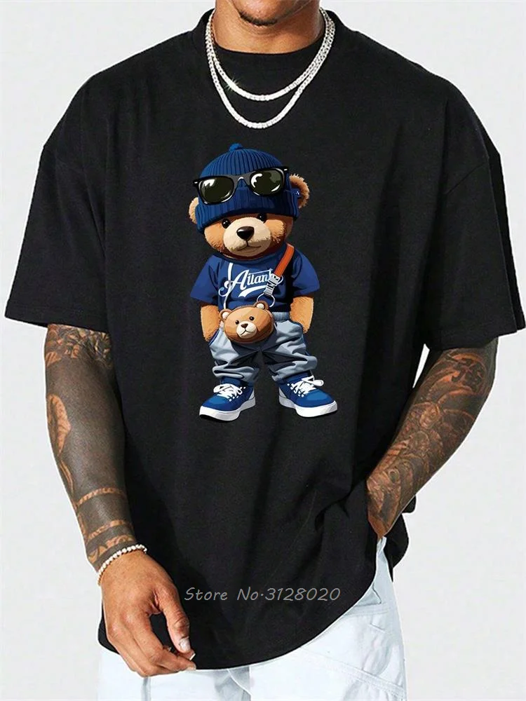 Luxus Little Bear Print T-Shirt Sommer lässig O-Ausschnitt Kurzarm Kleidung Harajuku Unisex Baumwolle T-Shirt Männer Tops T-Shirt T-Shirts