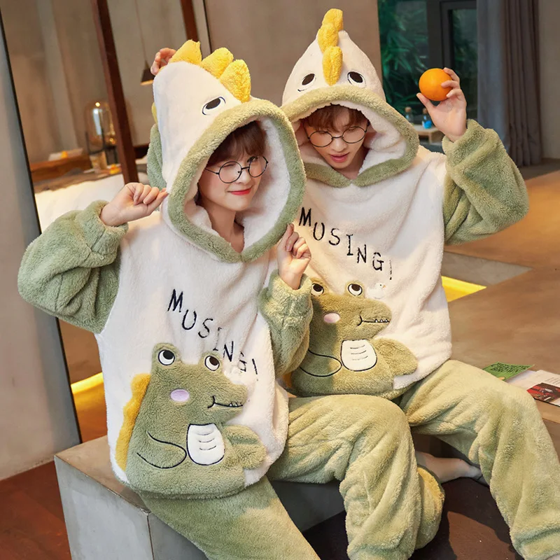 Dinosaur Hoodie Pajamas For Couples | escapeauthority.com