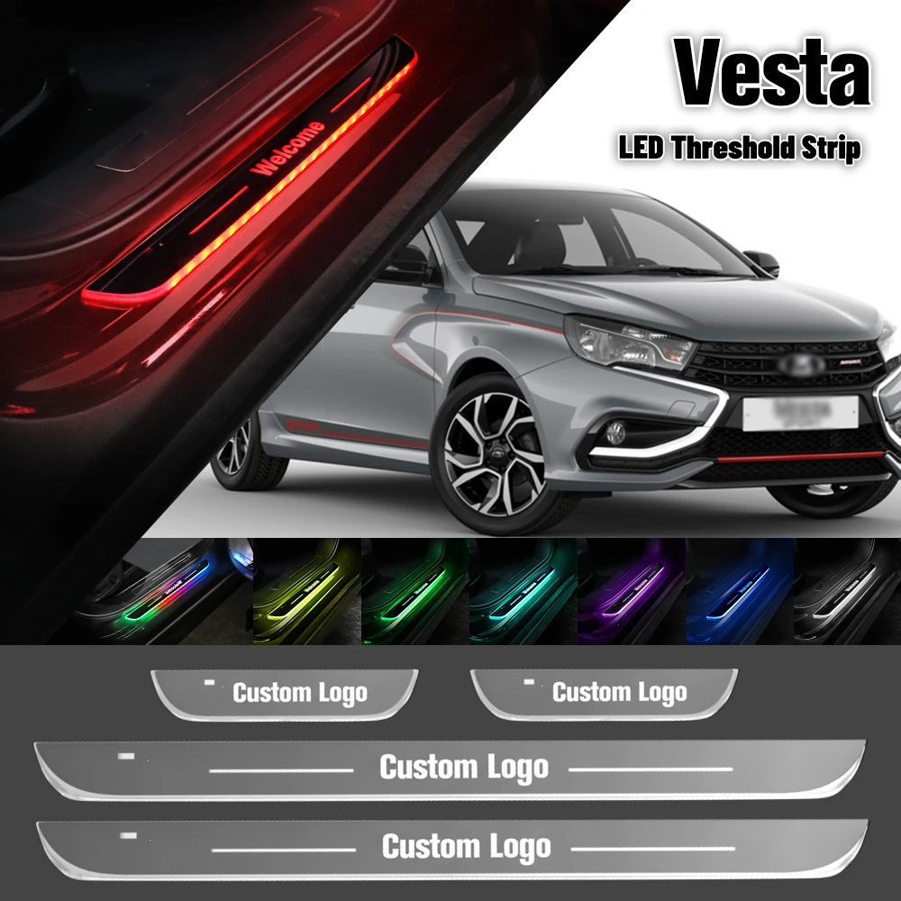 

For Lada Vesta 2015-2023 Car Door Sill Light Customized Logo LED 2019 2020 2021 2022 Welcome Threshold Pedal Lamp Accessories