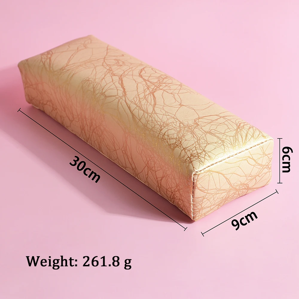 부드러운 편안한 방수 가죽 핸드 쿠션, 네일 살롱 핸드 베개, 매니큐어 핸드 레스트, 브라운 질감, 1 개