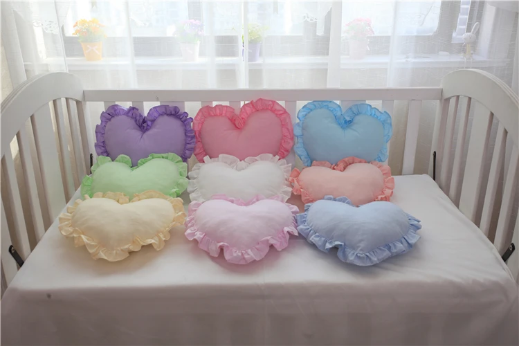 Cotton Ruffled Love Heart Shape Sofa Cushion Office Backrest Nap Bolster Pillows Travel Wedding Baby Gifts Toys Home Decor 2