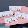 Yakemiyou 5pcs/Set Cartoon Design Stud Earrings for Women Girls Gold Color Cubic Zircon Jewelry 6