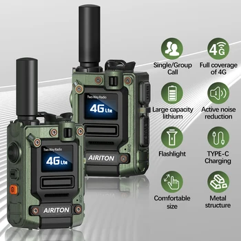 2X Global Network POC Radio Walkie Talkie 4G WiFi Unlimited Range Type-C Long Range Sim Card Handheld Two Way Radio for Outdoor 2