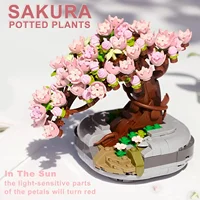 Sakura Potted Bouquet Building Blocks Plant Bonsai Succulent Model Bricks Ornaments Children's Educational DIY Toy Holiday Gifts 1