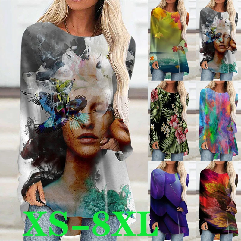 Autumn and Winter Long-sleeved Shirts T-shirt Fashion Plus Size Tops New Print |