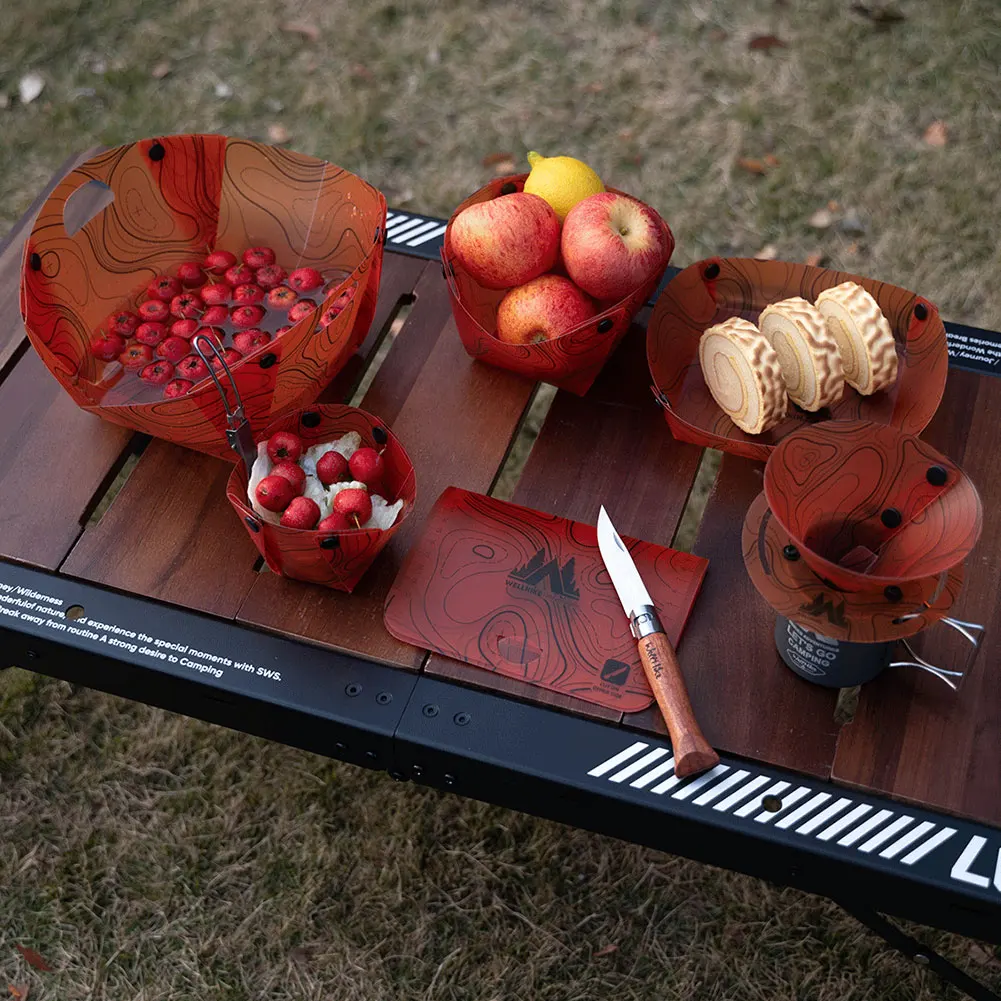 Outdoor Lightweight Folding Tableware 2Pcs Portable Bowl Dinner Plate Coffee Filter Water Cup Multi-purpose Camping Tableware