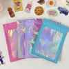 1PC Iridescent Zip Lock Bags Pouches Cosmetic Plastic Laser Iridescent Bags Holographic Makeup Bags Hologram Zipper Bags 3
