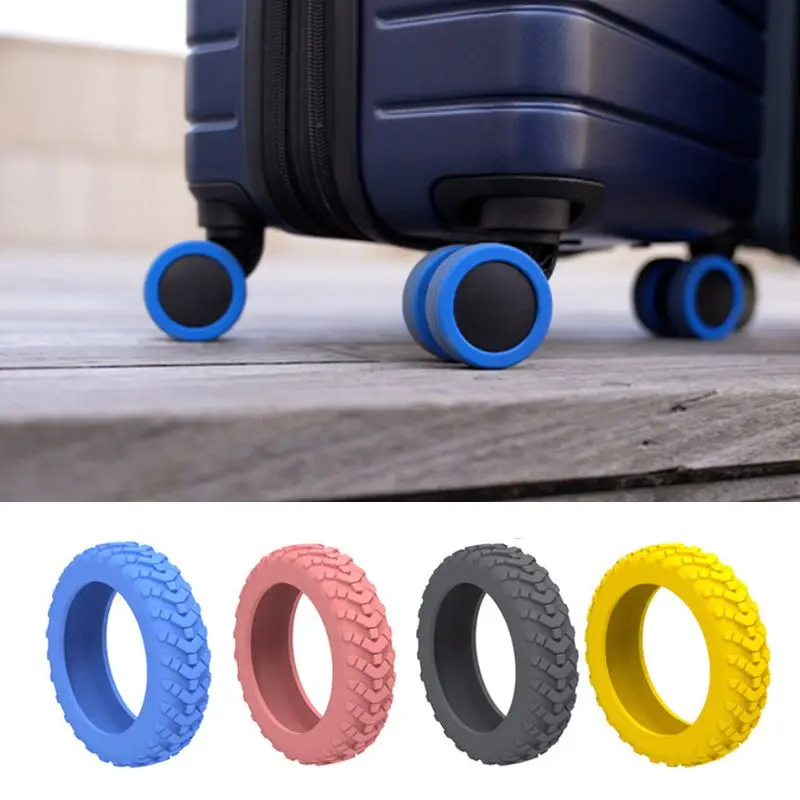 

8PC Silicone Suitcase Wheel Protection Case with Silent Sound Travel Luggage Caster Shoes Reduce Noise Trolley Box Casters Cover