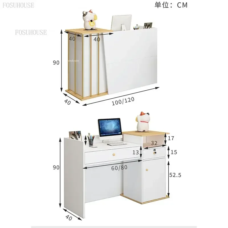 Modern wood Reception Desks Beauty Salon Clothing Store checkout counter Simple Supermarket Cashier Hotel Small Reception desk Z
