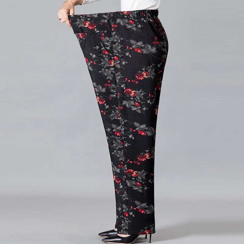 High Waisted Printed Pants Women Fashion