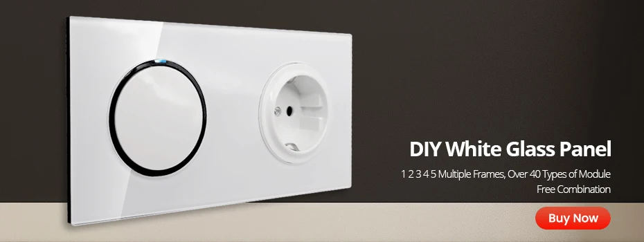 Description Picture 2 of itemWallpad Gold Tempered Glass Panel Wall EU UL Power Socket Electrical Outlet Function Key Only DIY Module AC110-220V