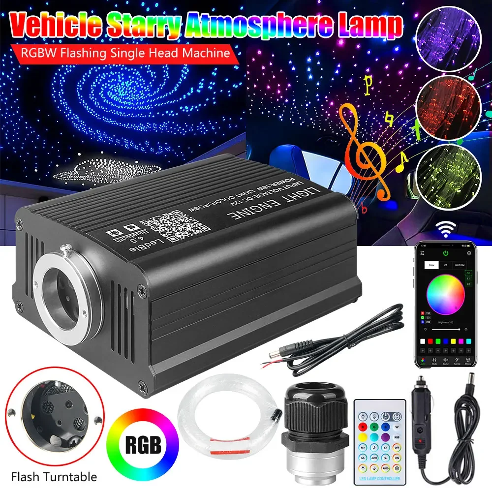 RGBW Fiber Optic Star Ceiling Light Kits Car Roof Star Lights for Kid Room Starry Sky Optical fiber Lighting APP Music Control fiber optic lamp fiber optic ceiling kit