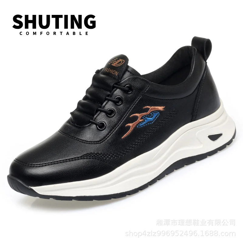 Women's Breathable Sports Shoes Outdoor Walking Flats Spring Comfortable Anti-slip Soft Leather Soft Bottom Casual Sneaker